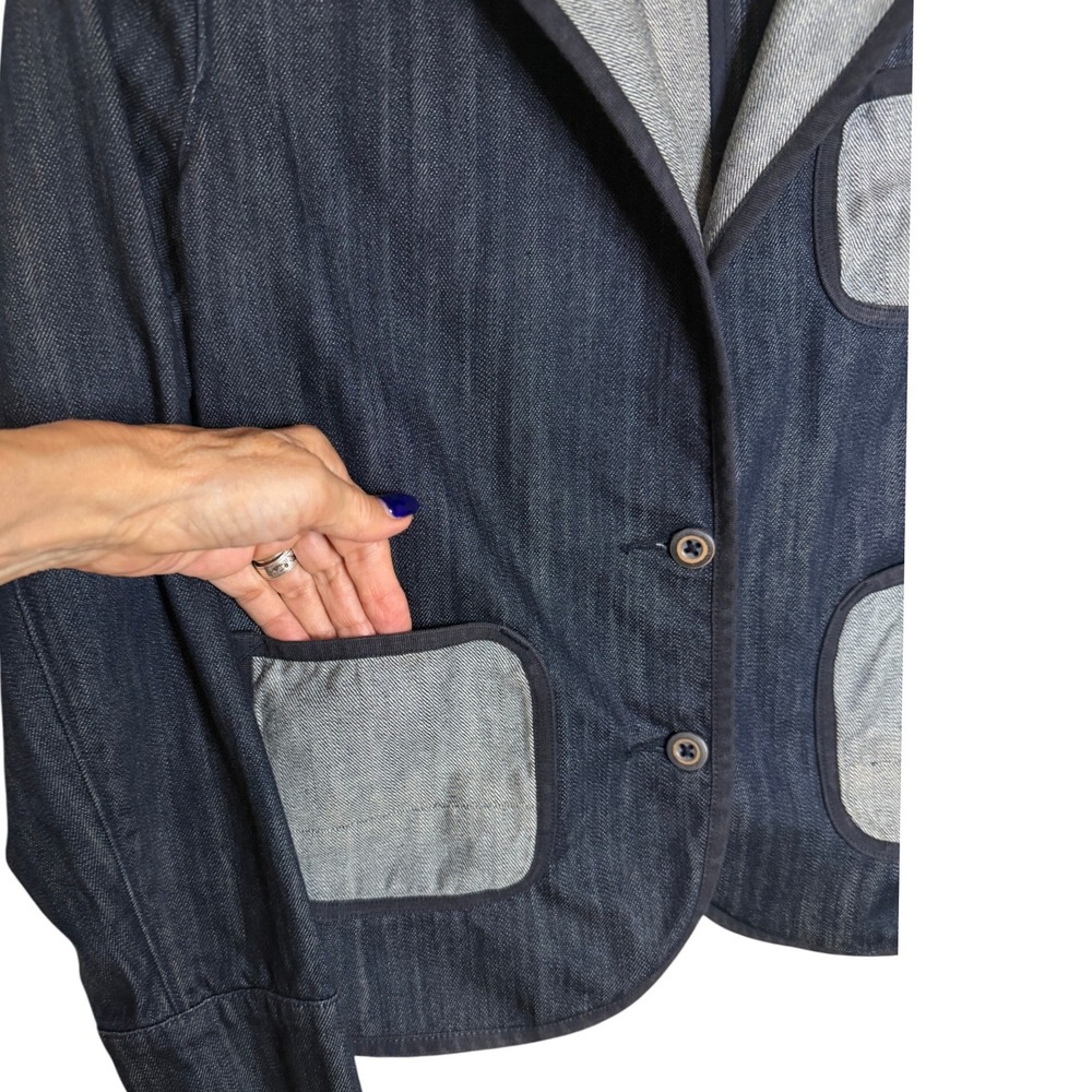 Vintage Y2K Levis San Francisco Denim Blazer Womens M Dark Wash Patch Pocket - Picture 11 of 14